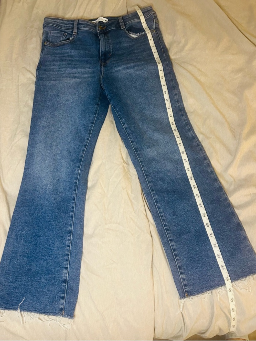 Zara Woman Blue Washed straight Leg Jeans Size 8 - Picture 8 of 13